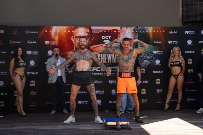 Josh Kuhne and Shaun Curran at the BKFC Fight Night Australia weigh-in