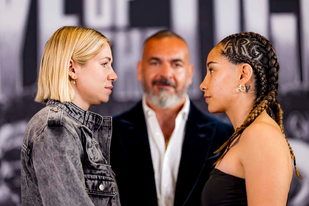 Leila Beaudoin and Brisa Alfonzo face off during the press conferenc