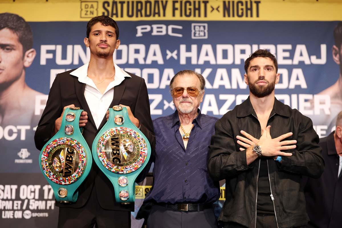 Sebastian Fundora and Ermal Hadribeaj during the press conference