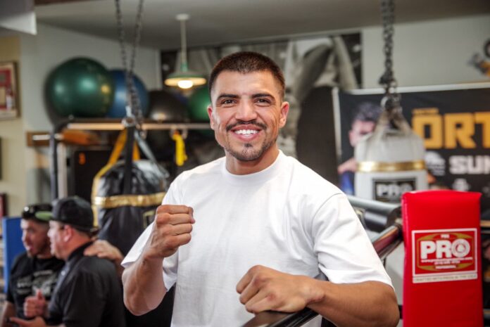 Victor Ortiz during a media workout in Los Angeles