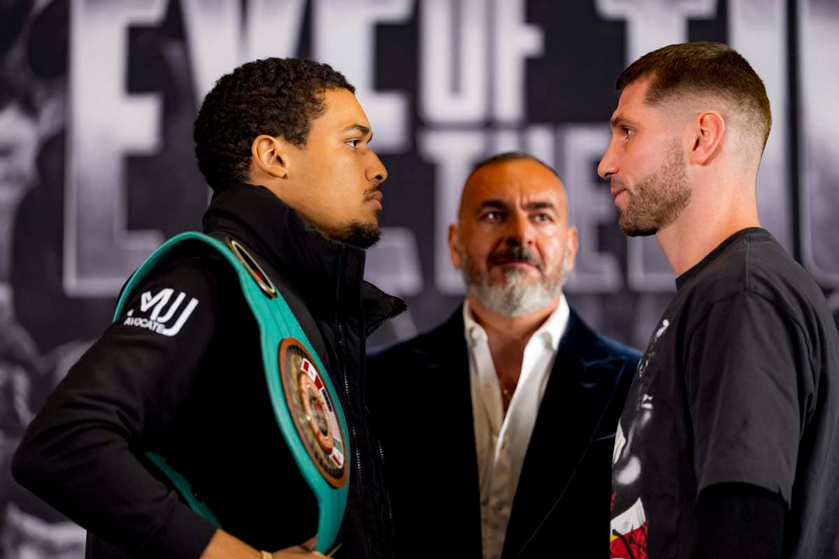 Wilkens Mathieu and Vladimir Shishkin face off during the press conference